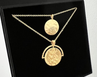 Double Coin Necklaces 18k Gold Plated Multirow Layered Necklaces in gift box