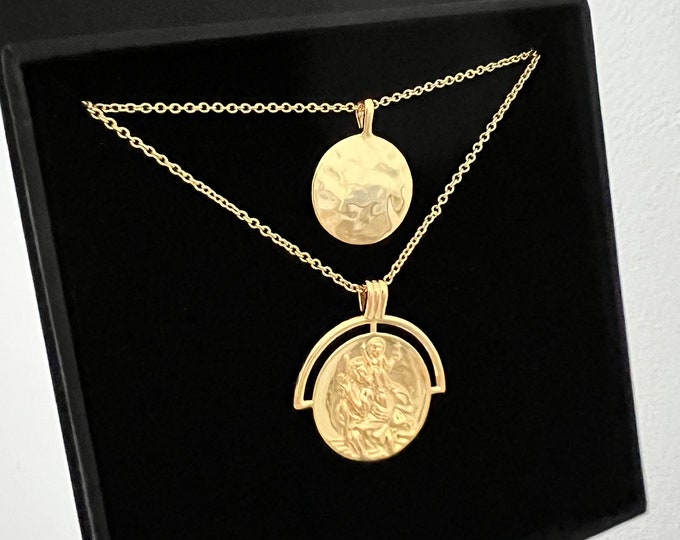 Double Coin Necklaces 18k Gold Plated Multirow Layered Necklaces in gift box