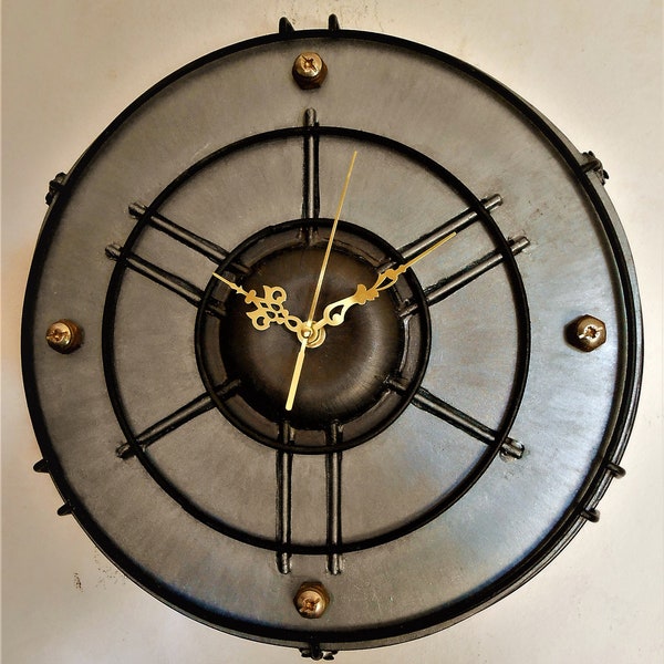 INDUSTRIAL WALL CLOCK  13 inch / Metal Clock / Wall clock / Large Wall Clock / Steampunk Clock / Rustic Clock / Design Wall Clock