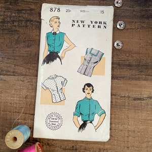 Vintage 1950’s Blouse Sewing Pattern | New York Pattern 878