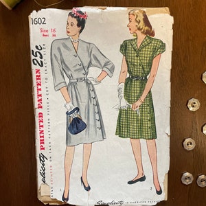 Vintage 1940’s Dress Sewing Pattern | Simplicity 1602