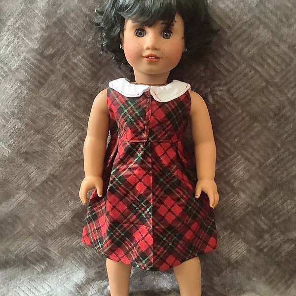 18 Inch Doll Red Plaid Christmas/Holiday Dress