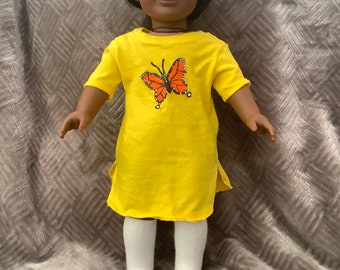 18 Inch Doll Oversized Sleep Shirt With Butterfly Design