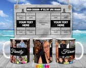 Collage Full Wrap Mug Sublimation Design, Open Collage mug template design, Mug add your own picture and text, Instant Download