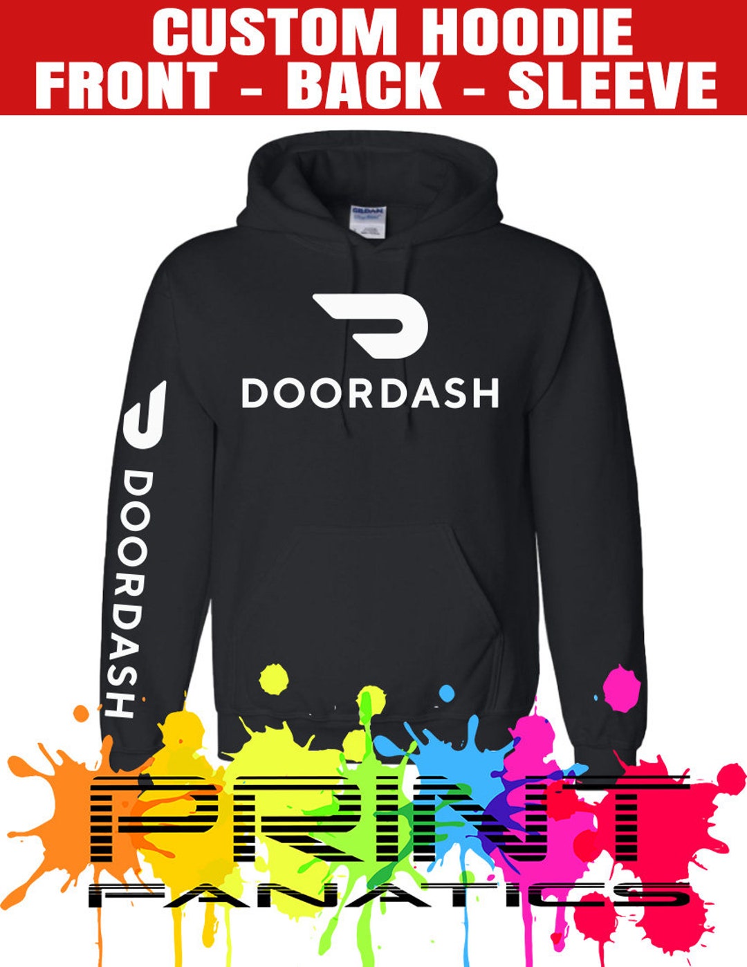 Doordash Hoode Black or Red Hoodie With Front Back and - Etsy