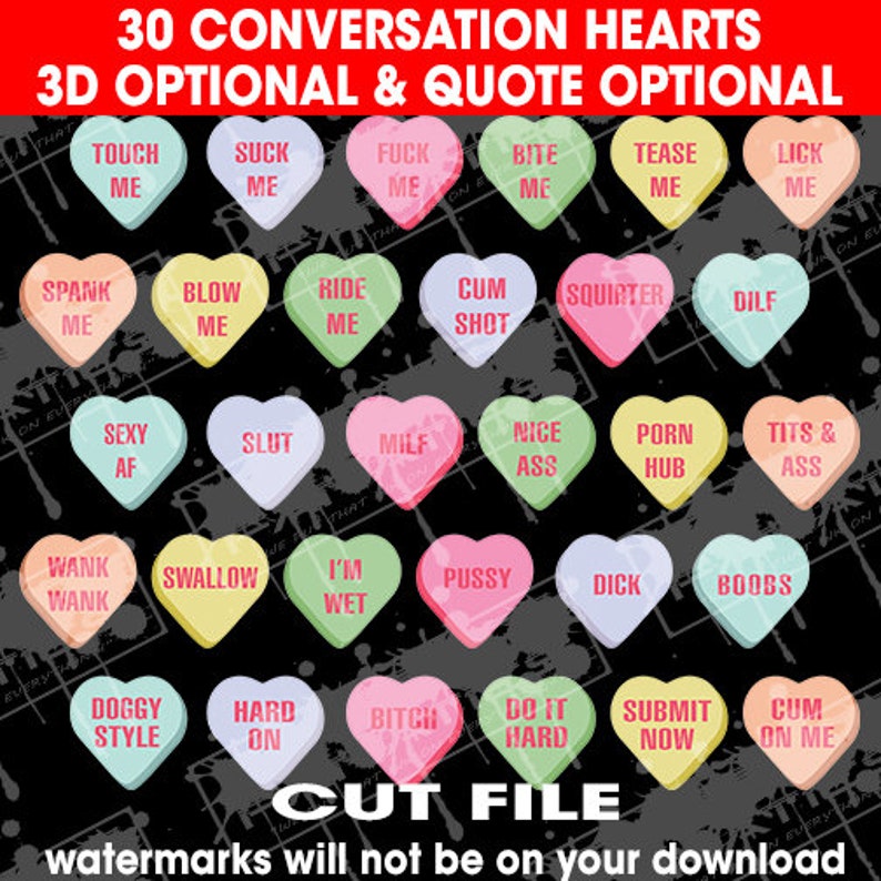 MATURE Naughty Conversation Hearts Svg Valentines Day SVG Etsy