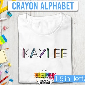 Crayon Alphabet, Crayon letters, Bean Stitch letters, Back to school, Embroidery Machine Design, indvidual Crayon letters for sewing machine