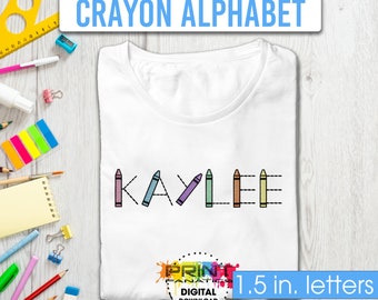 Crayon Alphabet, Crayon letters, Bean Stitch letters, Back to school, Embroidery Machine Design, indvidual Crayon letters for sewing machine