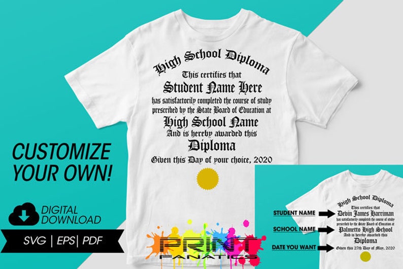 Download High School Diploma Shirt svg 2020 Graduation Senior Shirt ...