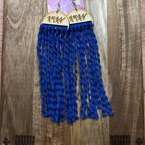 Blue Fringe Ancient Hebrew Earrings