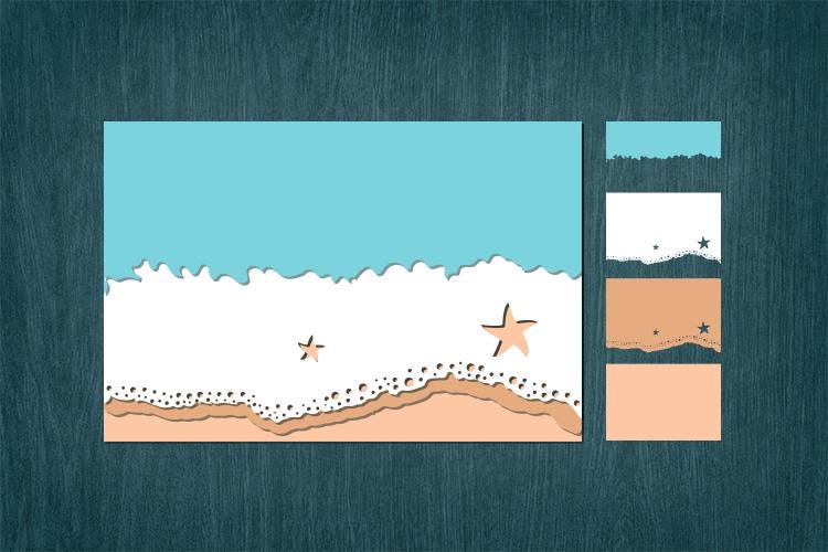 3D Layered Sea Waves SVG Bundle: Multilayered Footprints, Beach, Ocean ...