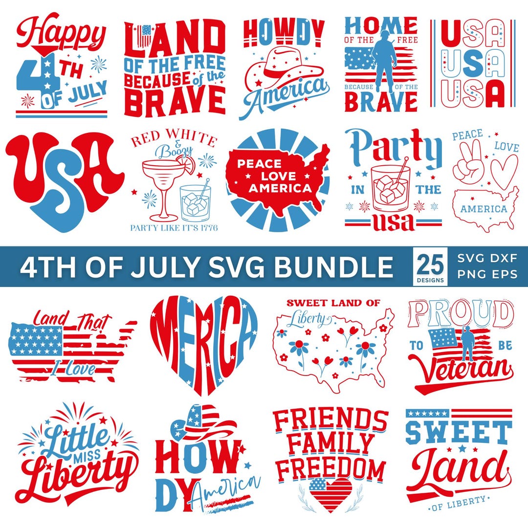 4th of July SVG Bundle, America Independence Day, USA Flag Patriotic ...