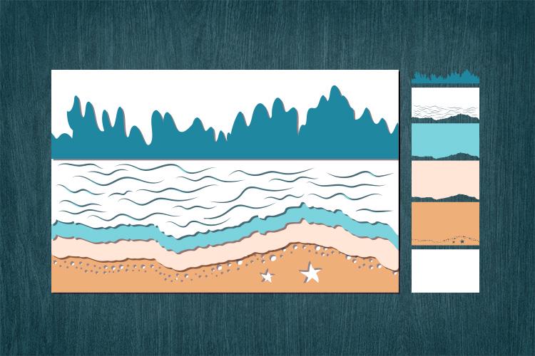 3D Layered Sea Waves SVG Bundle: Multilayered Footprints, Beach, Ocean ...