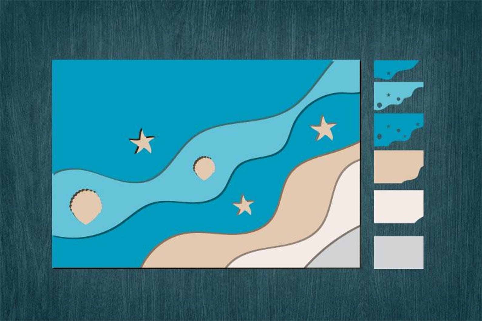 3D Layered Sea Waves SVG Bundle: Multilayered Footprints, Beach, Ocean ...