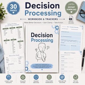 Foglio di lavoro interattivo stampabile per facilitare le decisioni, ideale per diari, agende, terapia, salute mentale e consulenza scolastica, formato PDF stampabile 8,5x11".