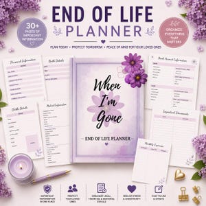 End Of Life Planner Final Wishes Planner, Emergency Binder Printable Legacy Planner Funeral Estate Planning Organizer, Last wish image 1