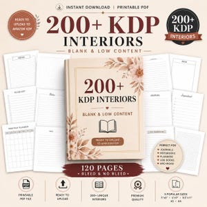 Amazon KDP interiors Bundle +200 book, Blank Journal & Low Content Books Notebook, Workbook... , Ready To Upload PDF COMMERCIAL Use