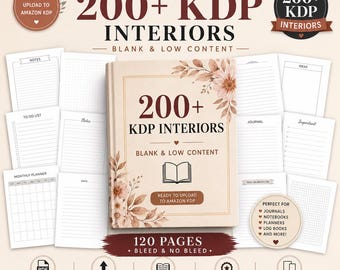 Amazon KDP interiors Bundle +200 book, Blank Journal & Low Content Books Notebook, Workbook... , Ready To Upload PDF COMMERCIAL Use