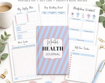 Mental Health guided therapy journal, Canva editable templates, selfcare journal, printable mental health journal, Digital Mental Health