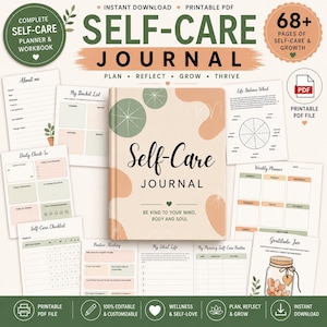 Self-care self love wellness, guided journal With Prompts, printable selfcare planner, daily self care journal, self care journal for women