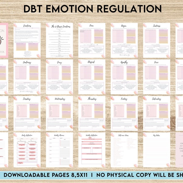 DBT Emotion Regulation Planner | Dialectical Behavioural Therapy, Emotion Regulation, 8,5x11" PDF FILE Printable, Kdp interior