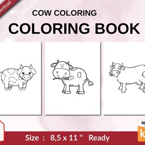 Cute Cow Coloring Book for Kids, 8,5x11 Printable PDF File Kids Cute ...