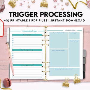 Trigger Processing journal, Thought Journal for daily self care, mental health, emotion list with breakdown worksheets, 8,5x11" Printable image 7
