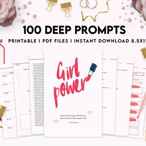 100 Journal Prompts, Deep Thought Prompts, Prompts Mental Health Journal, Self Care Journal, Schrijven Prompts, 8,5x11&quot; PDF-BESTAND Afdrukbaar