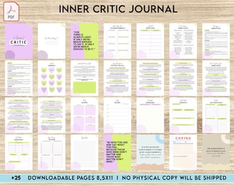 Inner Critic Journal, self discovery,self esteem, Limiting Beliefs Digital Download PDF file 8,5x11 inch