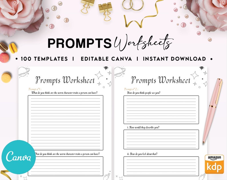 Shadow work guided journal With Prompts 100 Editable Templates, 8.5x11 Canva KDP Planner editable interiors Bundle COMMERCIAL Use image 5