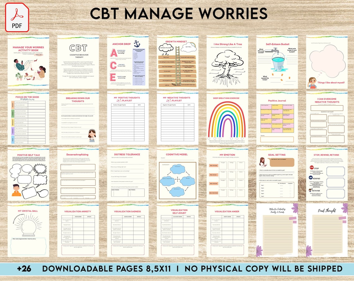 CBT Activity Book for Adults and Kids Age 12 Therapy - Etsy