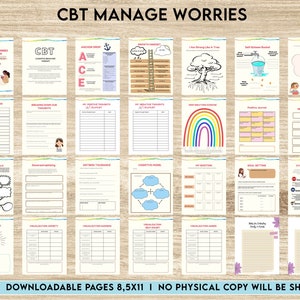 CBT activity book for Adults and kids age 12+, therapy worksheets, therapy tools, resources, regulation, anxiety, 8,5x11" PDF FILE Printable