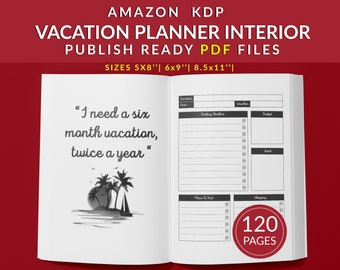 Vacation Planner Journal, 120-Page Travel Tracker (PDF Template)