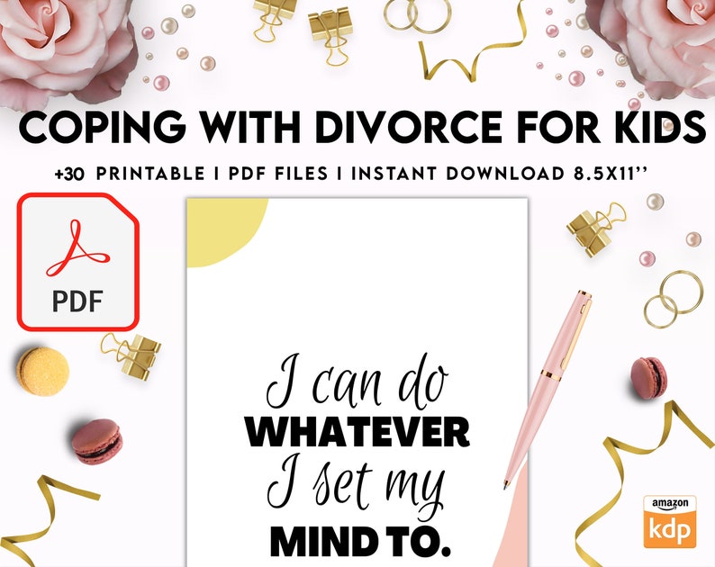 Coping With Divorce for Kids, Kids therapy, coping skills, divorce kids, Digital Download PDF file 8,5x11 inch image 4
