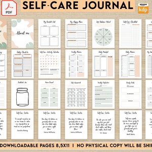 Self-care self love wellness, guided journal With Prompts 63 Pages PDF, 8.5x11&quot;  Planner Printable, self care workbook, therapy journal.