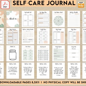 Self-care self love wellness, guided journal With Prompts 63 Pages PDF, 8.5x11" KDP Planner Printable PDF interiors