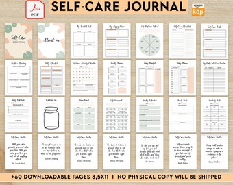 Self-care self love wellness, guided journal With Prompts 63 Pages PDF, 8.5x11" KDP Planner Printable PDF interiors