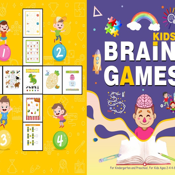 Kids Brain Games Activity book, Logic games PDF File 8.5x11 inch For Kids aged 2-4 4-8,  KDP interior Ready To Upload COMMERCIAL Use