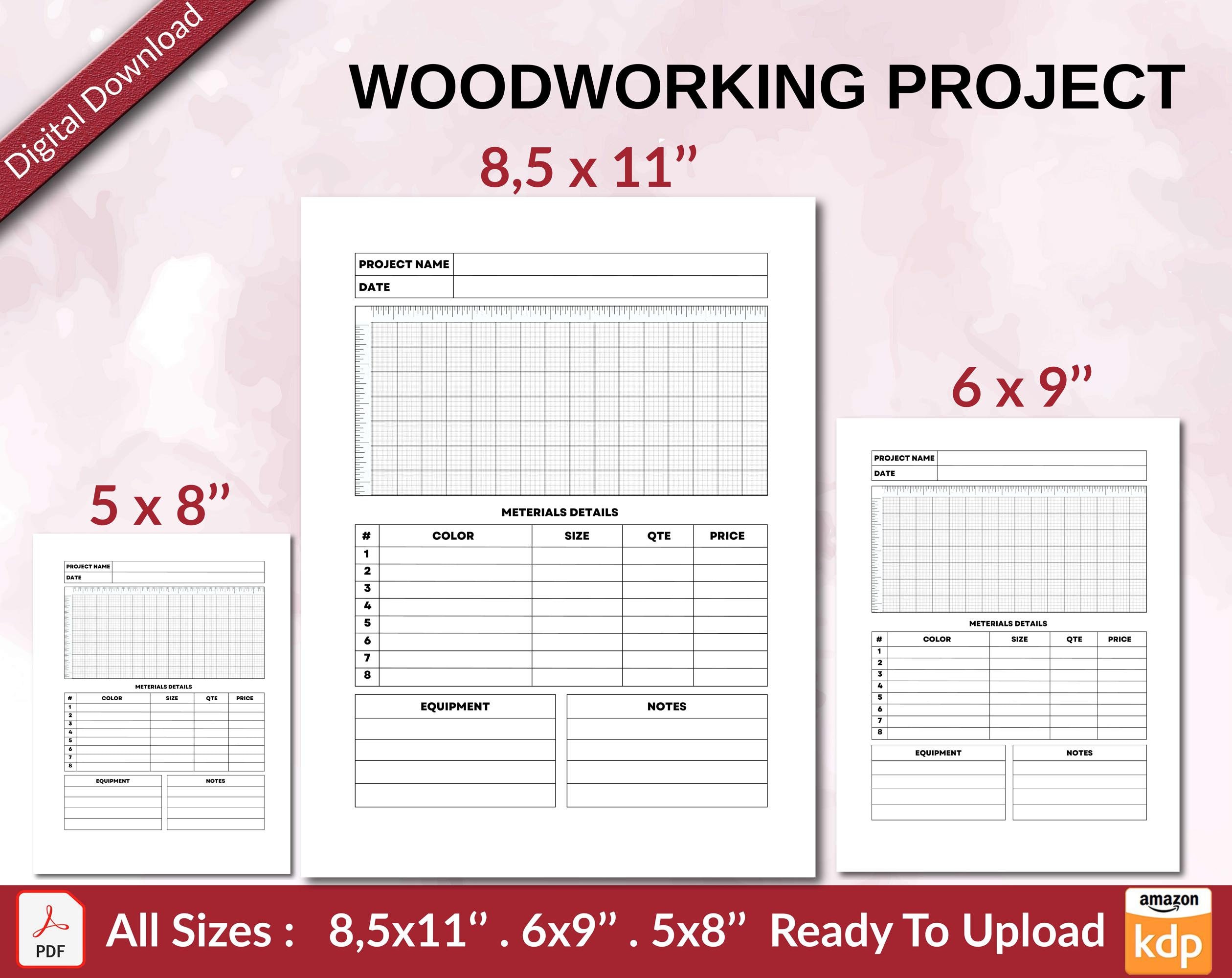 WOODWORKING Project 120 Pages Ready to Upload PDF Used as Low Content Planner Tracker or Log ...