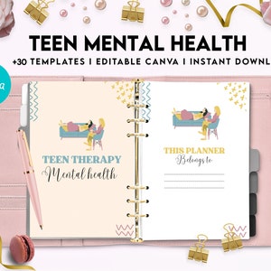 Teen Mental Health, teen therapy journal , teen coping skills, teen Shadow Work, Editable Canva Templates 8,5x11 inch image 5