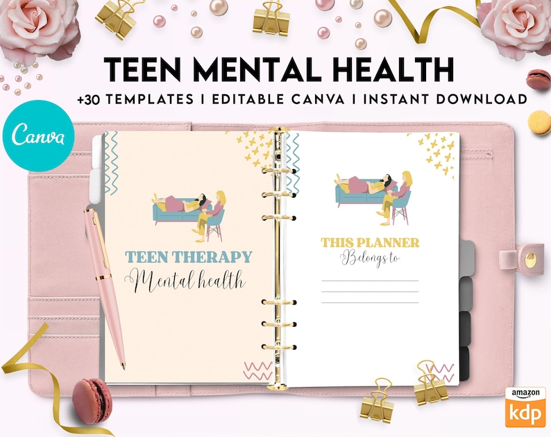 Teen Mental Health, teen therapy journal , teen coping skills, teen Shadow Work, Editable Canva Templates 8,5x11 inch image 5