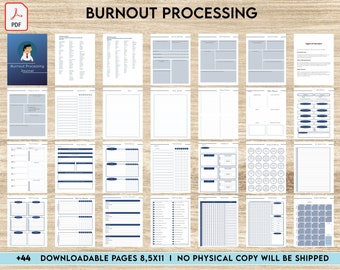 Burnout Processing Journal, Stress Employment Burnout, Relationship Burnout, Emotional Burnout,  Anxiety, Mental Health 8,5x11" Printable