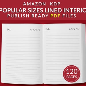 Giornale pagine allineate 120 pagine Pronto per caricare PDF Uso commerciale Modello KDP 6x9 8.5x11 5x8 per notebook, diari, basso contenuto