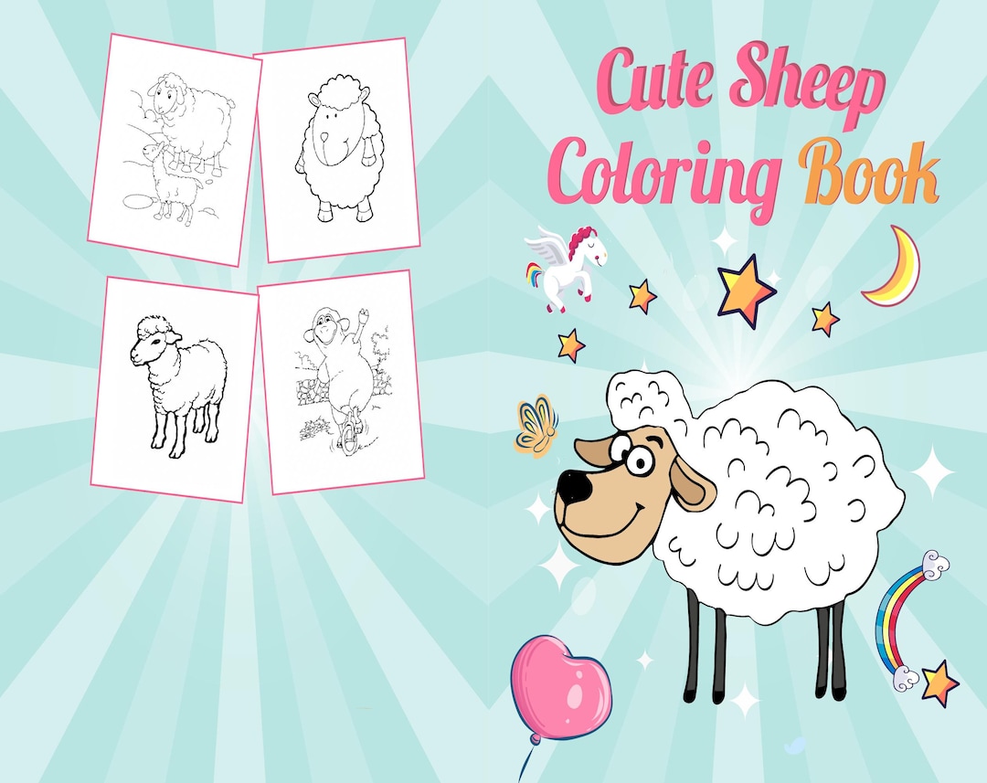 Cute Sheep Coloring Book for Kids, 8,5x11 Printable PDF File Kids Cute ...