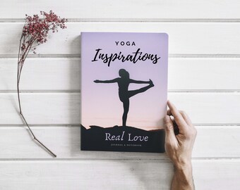 Wellness Yoga inspiration Book Cover Template Canva Editable For Notebook Journal Covers, Canva template For KDP Cover 6x9" 120 pages