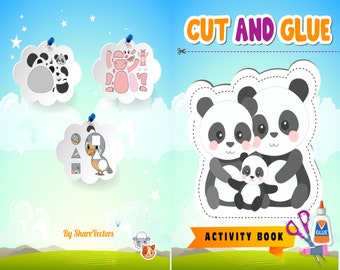 Cut and glue Activity book PDF File 8.5x11 inch For Kids aged 2-4 4-8, Kids activities KDP interior Ready To Upload COMMERCIAL Use