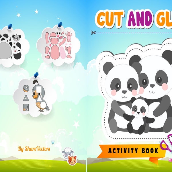 Cut and glue Activity book PDF File 8.5x11 inch For Kids aged 2-4 4-8, Kids activities KDP interior Ready To Upload COMMERCIAL Use