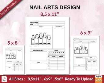 NAIL Arts Design 120 pages Ready to Upload PDF used as Low Content Planner tracker or Log Book KDP, Size 6x9 8.5x11 5x8 Commercial Use