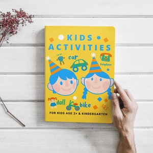 Actividades para niños Plantilla de portada de libro Canva Editable para notebook Journal Covers, Plantilla de Canva para KDP Libro de actividades Portada 8.5x11" 120 páginas