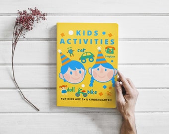 Kids activities Book Cover Template Canva Editable For Notebook Journal Covers, Canva template For KDP Activity book Cover 8.5x11" 120 pages